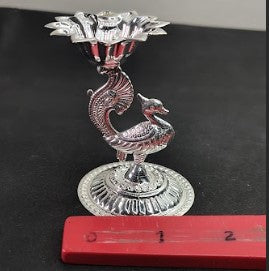 Pure Silver Peacock Diya pair 52gm - By Mahita Collections